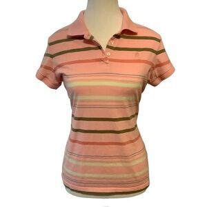 Tommy Hilfiger Pink Striped Polo Shirt Short Sleeve 100% Cotton Size M